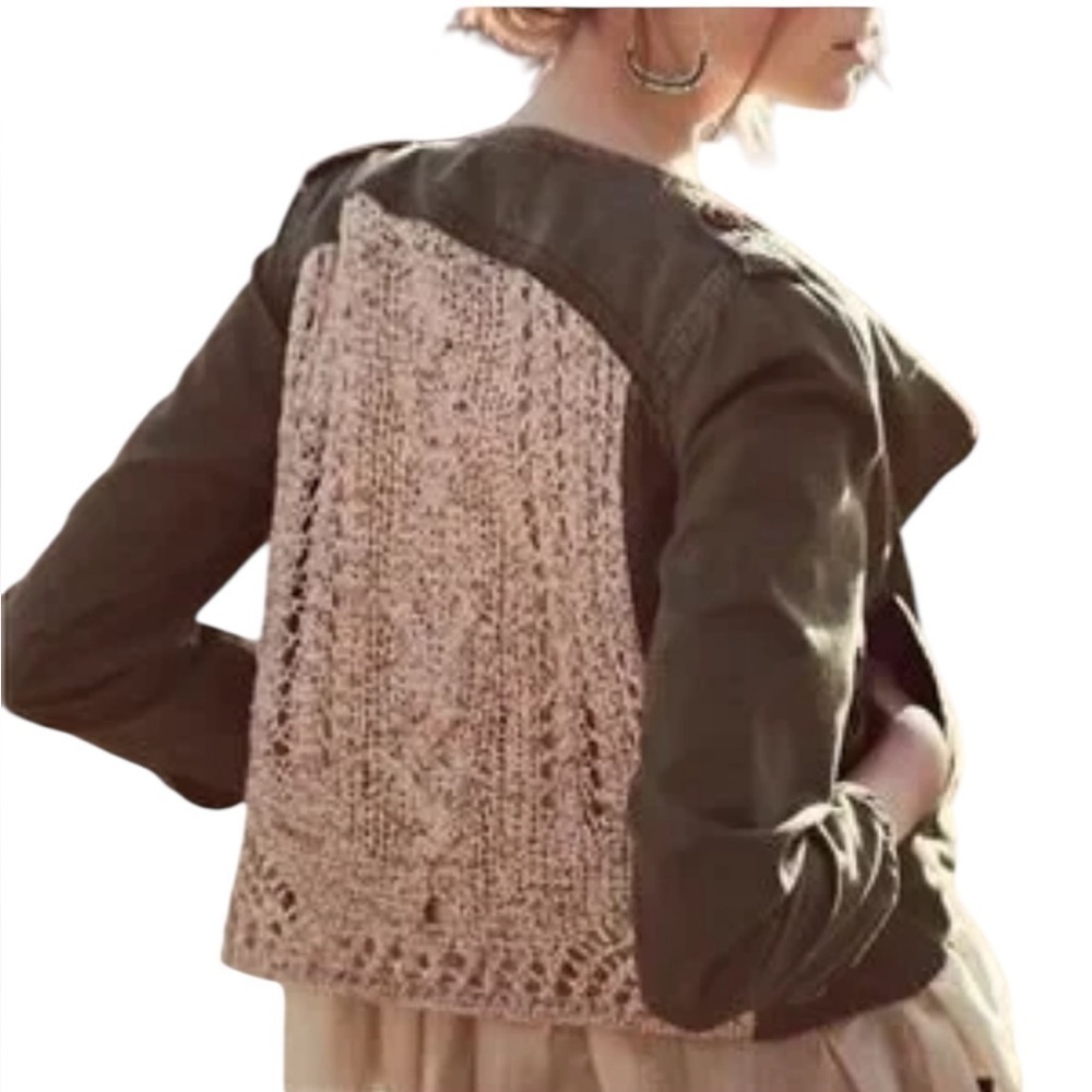 Daughters of the Liberation Crochet-Back Utility Jacket Sz 0 Excellent Condition